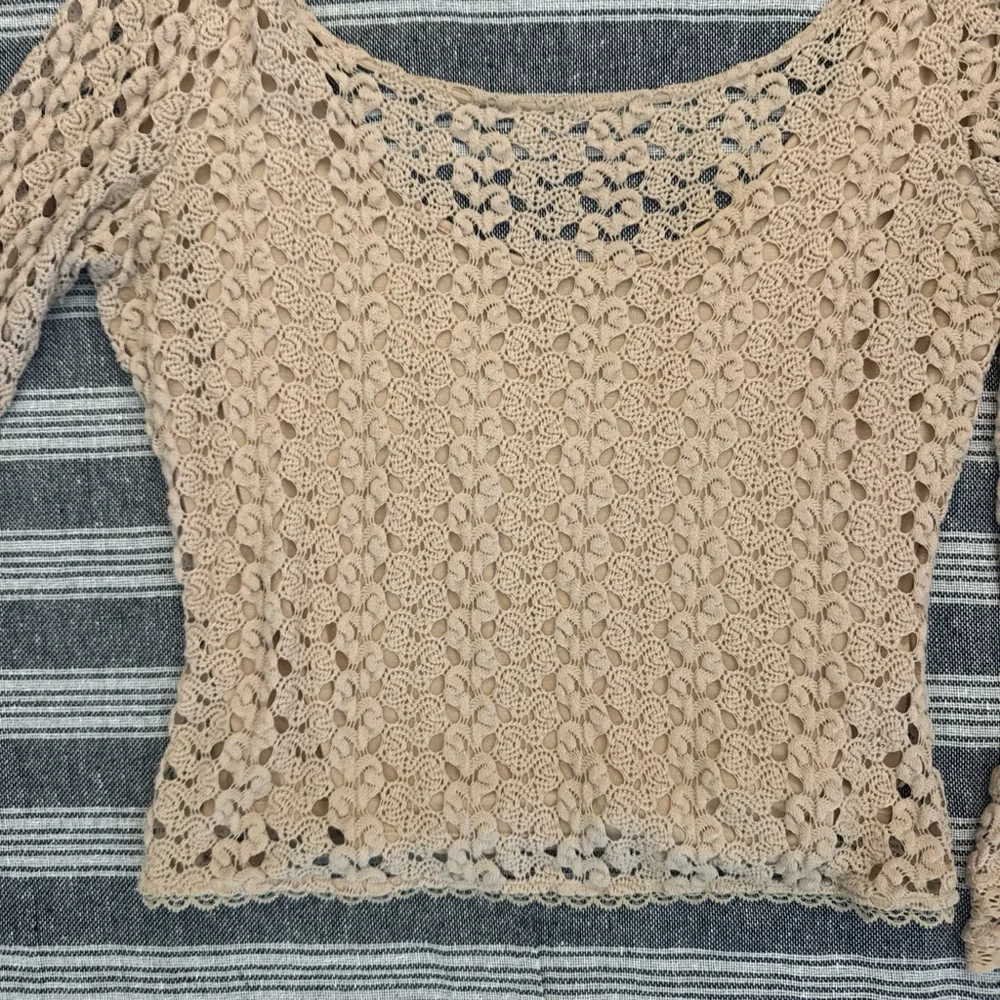 Free People Beige Crochet Knit Bell Sleeve Camisole